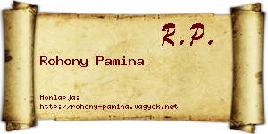Rohony Pamina névjegykártya